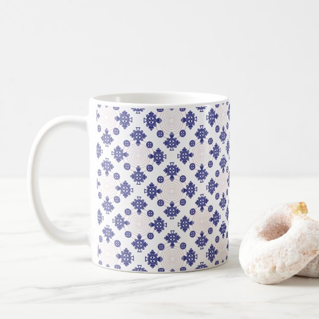 Blue Cross Pendant Pattern Kaffeetasse (Mit Donut)