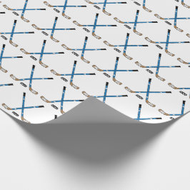 Blue Crossed Hockey Sticks und Puck Geschenkpapier