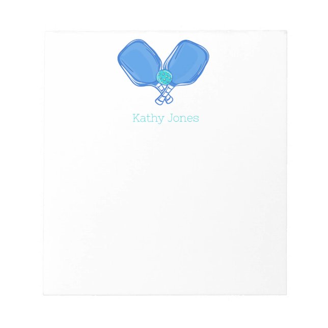 Blue Crossed Pickleball Paddle & Ball Custom Notizblock (Vorderseite)