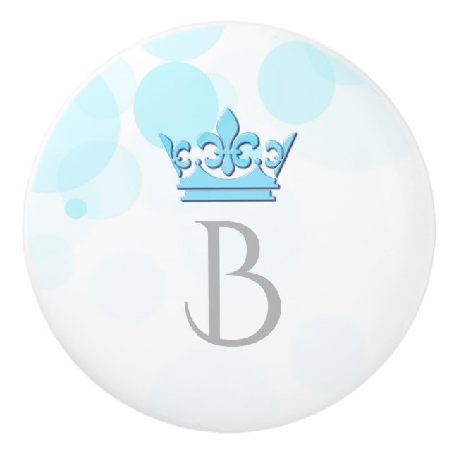 Blue Crown & Dots Royal Personalisiert Letter Knob Keramikknauf (Vorderseite)