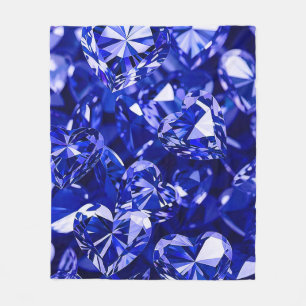 Blue Crystal Diamond Hearts Fleecedecke