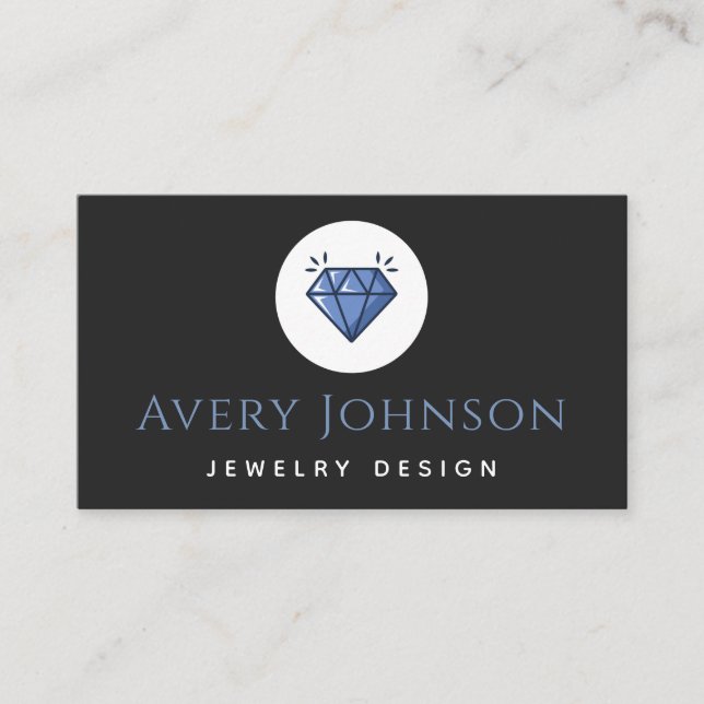Blue Crystal Diamond Juwelier Design Social Media Visitenkarte (Vorderseite)