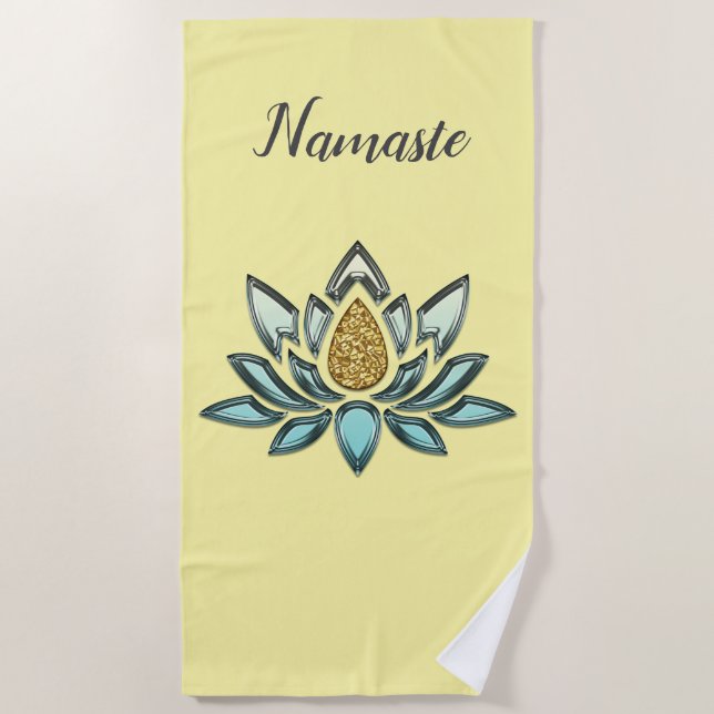 Blue Crystal & Gold Look Gelb Personalisiert Strandtuch (Vorderseite)