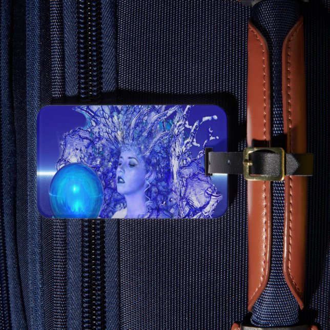 Blue Crystal Luggage Tag Gepäckanhänger (Vorderseite Insitu 4)