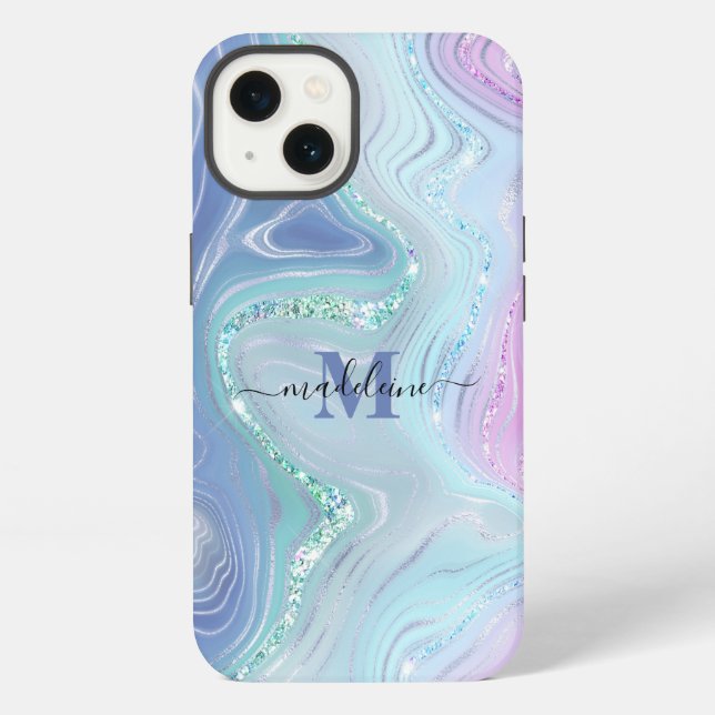 Blue Crystal Marble Iridescent Agate Case-Mate iPh iPhone Hülle (Rückseite)