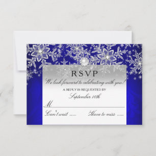 Blue Crystal Pearl Snowflake Silver Winter UAWG RSVP Karte