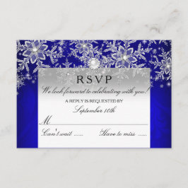 Blue Crystal Pearl Snowflake Silver Winter UAWG RSVP Karte