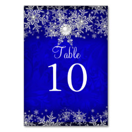 Blue Crystal Pearl Snowflake Tischnummer Card