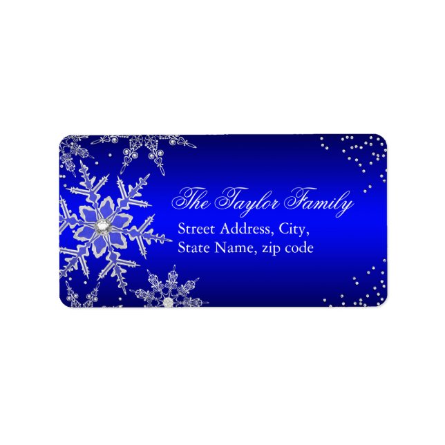 Blue Crystal Snowflake Étiquettes de adresse de No (Devant)