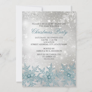 Blue Crystal Snowflake Weihnachts-Party laden Einladung