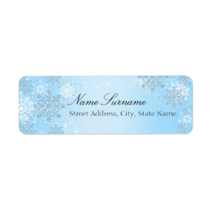 Blue Crystal Snowflake Weihnachtsadressen Labels