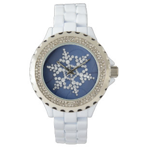 Blue Crystal Snowflake Winter Watch Armbanduhr