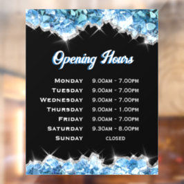 Blue Crystals Openings Stunden Fensterheber Fensteraufkleber