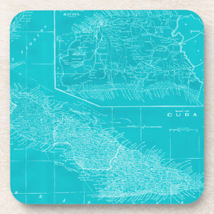 Blue Cuba Map Getränkeuntersetzer