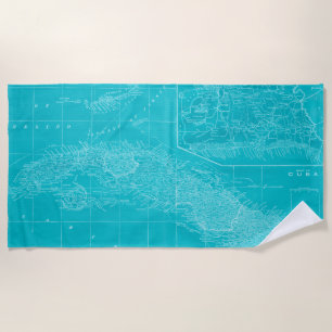 Blue Cuba Map Strandtuch