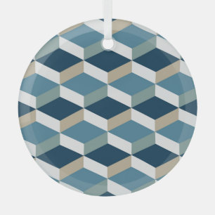 Blue Cubes: Geometrisches nahtloses Muster Ornament Aus Glas