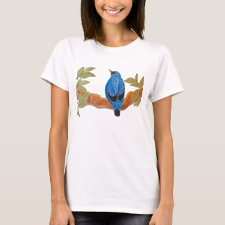 Blue Cuckoshrike Watercolor Bird T-Shirt