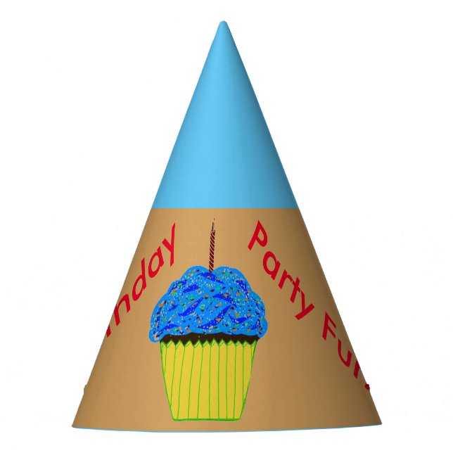 Blue Cupcake Balloons Party Hats Partyhütchen (Vorderseite)