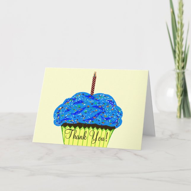 Blue Cupcake Geburtstag Vielen Dank Karten (Vorderseite)