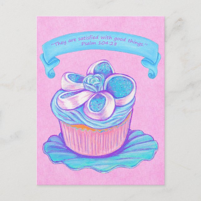 Blue Cupcake~Good Things Carte postale (Devant)