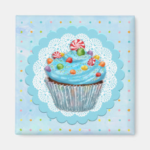 Blue Cupcake Magnet