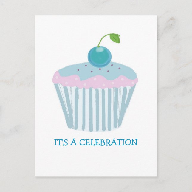 Blue Cupcake Party Einladung (Vorderseite)