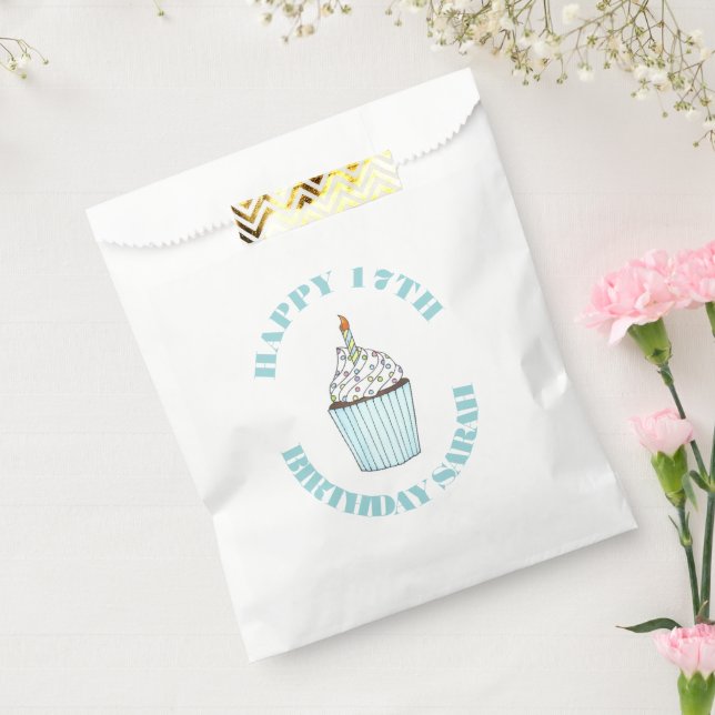 Blue Cupcake Personalisiert Birthday Party Gefalle Geschenktütchen (Versiegelt)