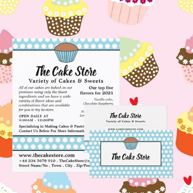 Blue Cupcake & Polka Dot, Cake Maker, Cake Store Visitenkarte (Von Creator hochgeladen)
