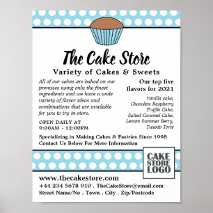 Blue Cupcake & Polka Dot, Cake Store Werbung Poster