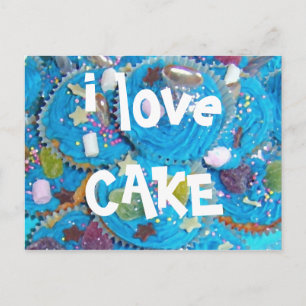 Blue Cupcakes 'i Liebe CAKE' Postkarte