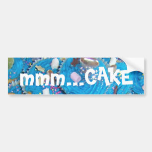 Blue Cupcakes 'mmm.. cake' Autoaufkleber