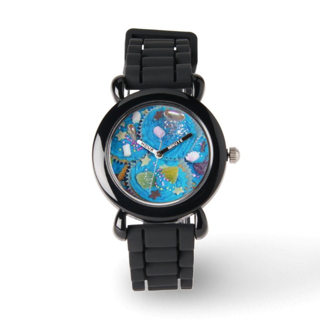 Blue Cupcakes Prinwatch Armbanduhr (Vorderseite)