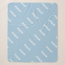 Blue Cursive Name Sherpa Blanket