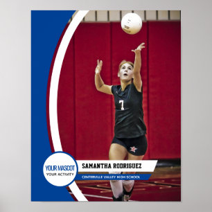 Blue Curve Frame School Foto Poster