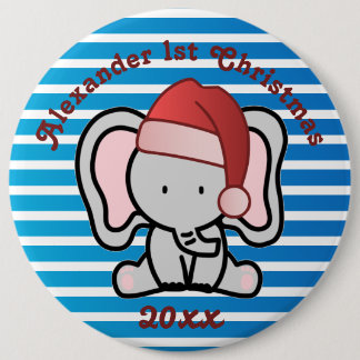 Blue Custom Baby Boy Name First Christmas 2022 Button