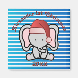 Blue Custom Baby Boy Name First Christmas 2022 Magnet