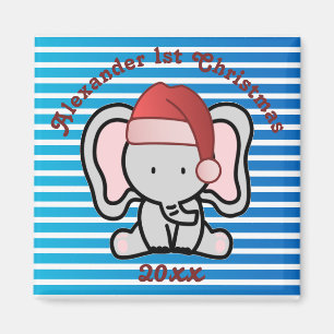 Blue Custom Baby Boy Name First Christmas 2022 Magnet