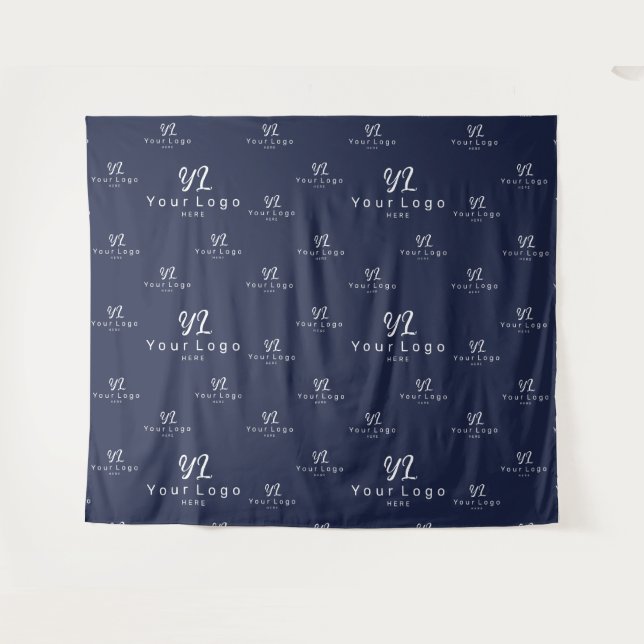 Blue Custom Business Logo Backshow Wandteppich (Vorderseite (Horizontal))