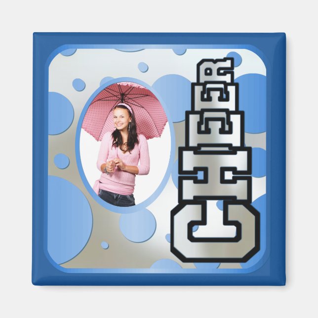 Blue Custom Cheerleader Foto Magnet (Vorne)