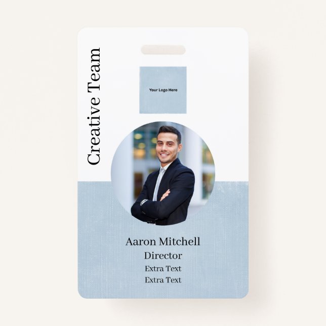 Blue Custom Company Modern Employee ID Abzeichen Ausweis (Vorderseite)