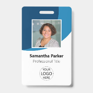 Blue Custom Employee - Foto, Logo, Strichcode, Nam Ausweis
