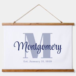 Blue Custom Family Name Sign Wedding Gift Idee Wandteppich Mit Holzrahmen