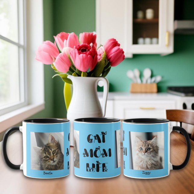 Blue Custom Foto Cat Mama Leben Muttertag Tasse (Von Creator hochgeladen)