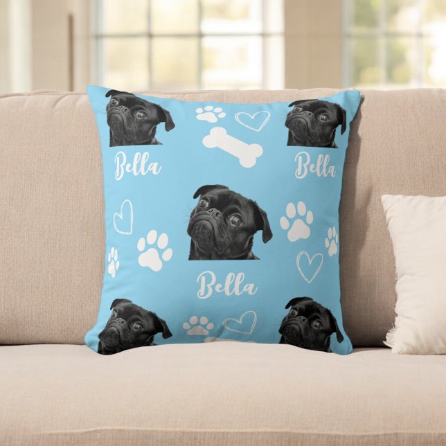 Blue Custom Liebe Paw Print Dog Lover Pet Foto Kissen (Von Creator hochgeladen)