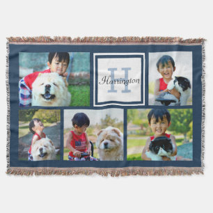 Blue Custom Mit Monogramm 5 Foto Picture Collage Decke