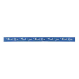 Blue Custom Satin Ribbon Silver Danke, Script Satinband