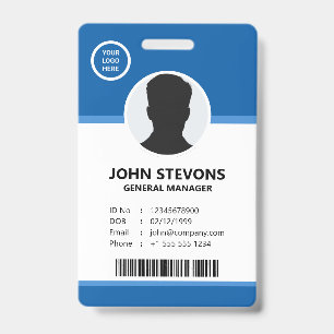 Blue Customizable Corporate Employee Logo Foto Ausweis
