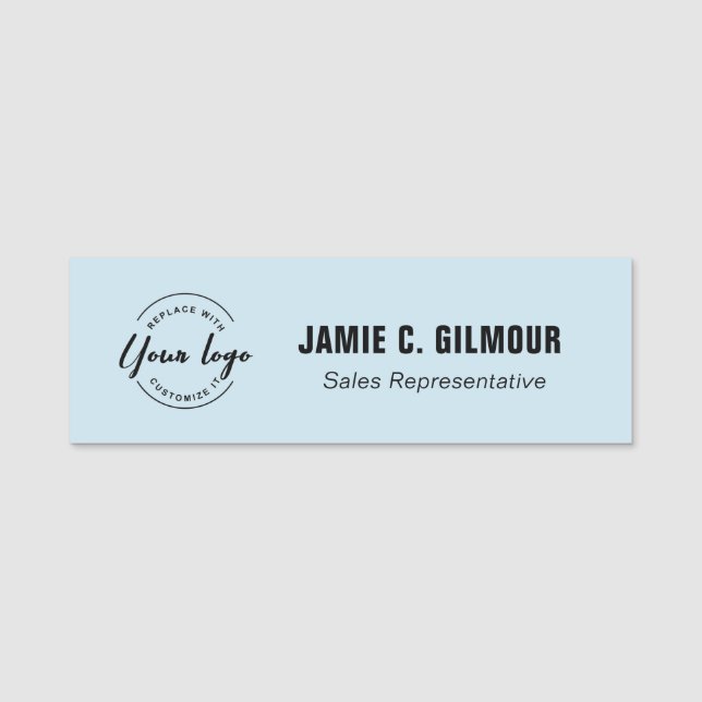 Blue customizable logo name and title  namensschild (Vorderseite)