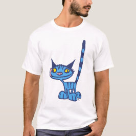 Blue Cute et Cool Kitty caricature T-shirt Femme