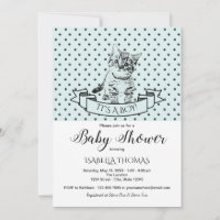 Blue Cute Kitten Baby shower Invitation